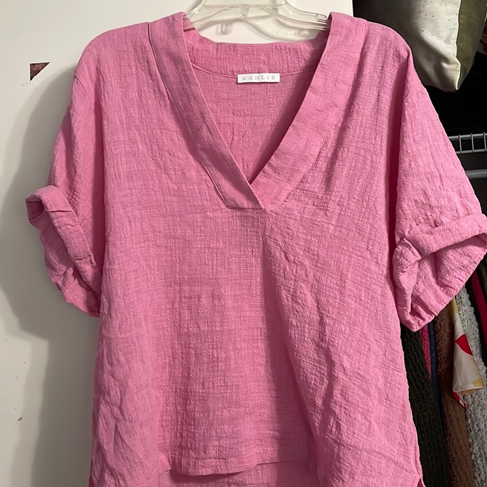 Pink linen top